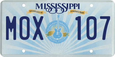 MS license plate MOX107