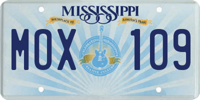 MS license plate MOX109