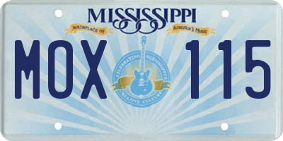 MS license plate MOX115