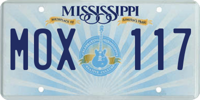 MS license plate MOX117
