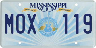MS license plate MOX119