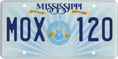 MS license plate MOX120