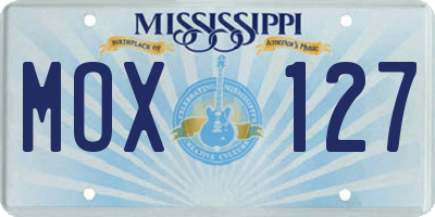 MS license plate MOX127