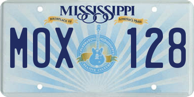 MS license plate MOX128