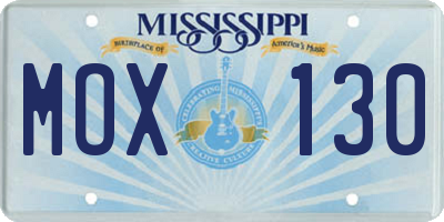 MS license plate MOX130