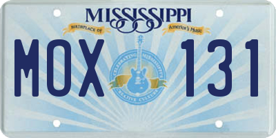 MS license plate MOX131