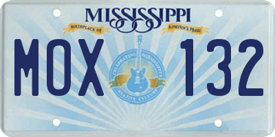 MS license plate MOX132