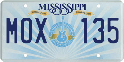 MS license plate MOX135