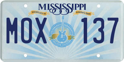 MS license plate MOX137