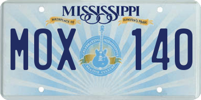 MS license plate MOX140