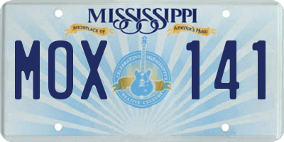 MS license plate MOX141