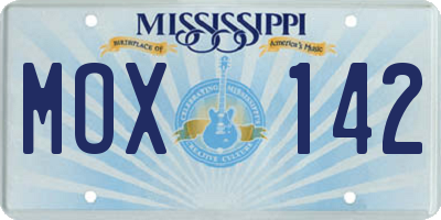 MS license plate MOX142