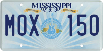 MS license plate MOX150