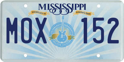 MS license plate MOX152