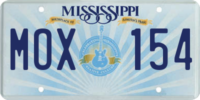 MS license plate MOX154