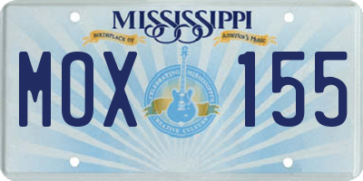 MS license plate MOX155