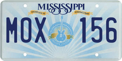 MS license plate MOX156