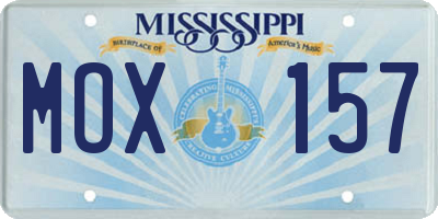 MS license plate MOX157