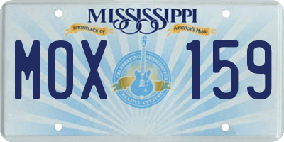 MS license plate MOX159