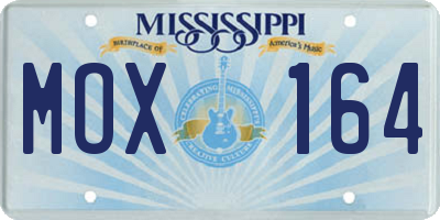 MS license plate MOX164