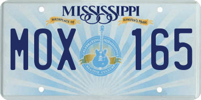 MS license plate MOX165