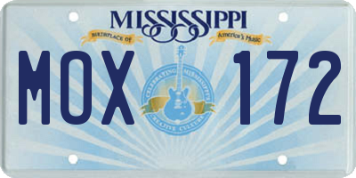 MS license plate MOX172