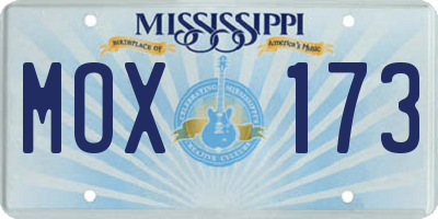 MS license plate MOX173