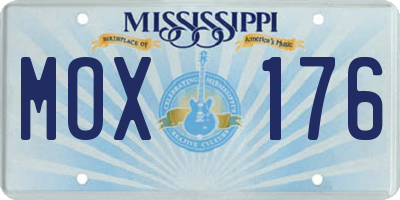 MS license plate MOX176
