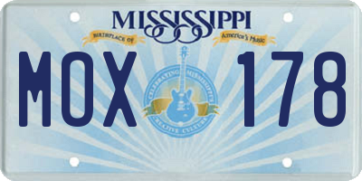 MS license plate MOX178