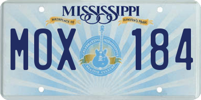 MS license plate MOX184