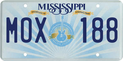 MS license plate MOX188