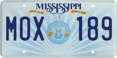 MS license plate MOX189