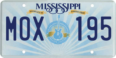 MS license plate MOX195