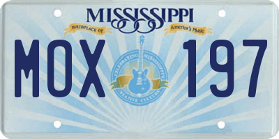 MS license plate MOX197