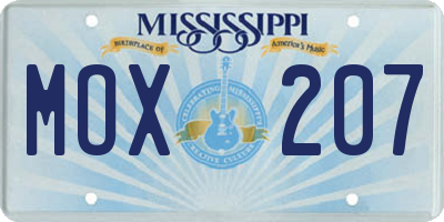 MS license plate MOX207