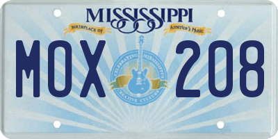 MS license plate MOX208