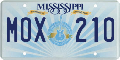 MS license plate MOX210