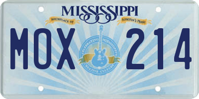 MS license plate MOX214