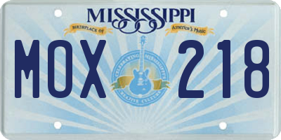 MS license plate MOX218