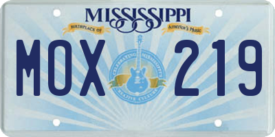 MS license plate MOX219