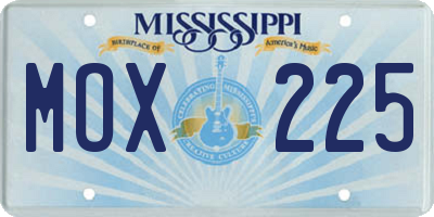 MS license plate MOX225