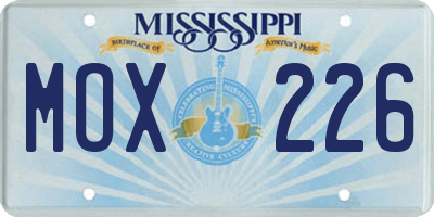 MS license plate MOX226