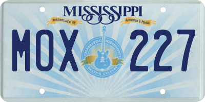 MS license plate MOX227