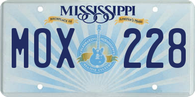 MS license plate MOX228