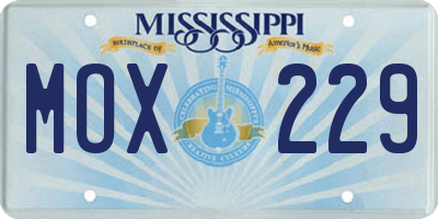 MS license plate MOX229