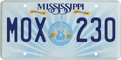 MS license plate MOX230