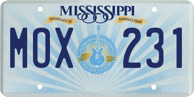 MS license plate MOX231