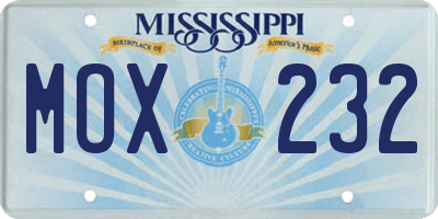 MS license plate MOX232