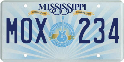 MS license plate MOX234