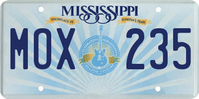 MS license plate MOX235